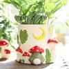 GUGUGO Fioriere da giardino a forma di rana, grazioso vaso per piante con drenaggio, piccoli funghi colorati arcobaleno, per piante da interno, divertente vaso da giardinaggio per piante grasse, idea