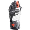 DAINESE - Carbon 4 Long Lady Gloves, Guanti Moto Lunghi in Pelle, Sportivi, Protezioni sulle Nocche in Carbonio, Donna, Nero/Bianco/Rosso-Fluo, XS