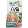 Life Cat Natural Trancetti Cibo Umido per Gatti - Tonnetto con Prosciutto - 30x55 gr