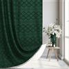 Siiluminisoy - Tenda da doccia bohémien in tessuto verde scuro intrecciato, stile rustico, extra lunga, 183 x 198 cm, trapuntata, a zigzag e righe, lavorazione in rilievo, moderna e minimalista