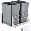 VEVOR Pattumiera Estraibile, ca. 39,8 L x 2, Doppio Contenitori per Rifiuti da Cucina Sottotop, Cestino per la Raccolta Differenziata, con Kit Porta e Chiusura per Mobili da Cucina, Grigio