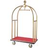 VEVOR Carrello Portavaligie per Hotel, Carico 500 kg Carrello Trasporto Portavaligie in Acciaio Inox Spazzolato con Montanti Curvi, Ponte in Moquette Rossa, Ruote in Gomma 152,4 mm per Hotel Condomini