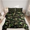 Loussiesd Copriletto mimetico 135x200cm per bambini e ragazzi per letto trapuntato nascosto verde militare per adolescenti decorativo invernale estivo super morbido con 1 federa