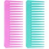 Patelai Pettine Districante per Capelli Ricci Denti Larghi, Ciano, Viola | Senza Manico, per Acconciatura e Shampoo, Ideale per Capelli Ricci, Denti Larghi, per Districatura Delicata e Facile