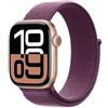 Apple Watch Series 10 GPS 42mm Rose Gold Aluminium Case with Plum Sport Loop - I
