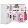 HOMCOM Cucina in Legno per Bambini 3-6 Anni a L con Utensili e Luci