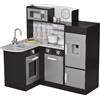 HOMCOM Cucina per Bambini 14 Accessori Lavandino Frigo Microonde in Legno