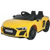 Audi Auto macchina elettrica Audi R8 gialla 12V per bambini con telecomando 2 sedili