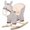 HOMCOM Dondolo Giocattolo Forma di Asino per Bambini, Legno di Pioppo e Peluche