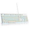 SOLIDEE Tastiera a membrana,macchina da scrivere punk a grandezza naturale 104 tasti,tastiera computer con tasti rotondi,retroilluminata a LED per PC/Win/Mac/Laptop(Americana QWERTY)(V300 Beige)