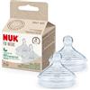 NUK Tettarelle di ricambio per biberon Nature | S | 0-6 mesi | Silicone sostenibile simile al seno con sfiato anti coliche | senza BPA | 2 conteggi, Trasparente