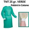 MONOSAFE Camice monouso TNT 25 gr Colore Verde Polsini in Cotone protettivo paziente visitatore chirurgico [ No Minimo Ordine ] Spedizione in 24-48 Ore - oltre 2.000 pz.