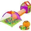 BAKAJI Tenda Igloo Per Bambini Con 200 Palline + Tunnel Pieghevole Giochi Salvaspazio