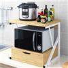BAKAJI Scaffale Mensola Cucina Mobiletto Porta Microonde Cassetto Metallo Legno Beige