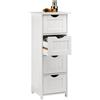 BAKAJI Mobile Bagno Cassettiera 4 Cassetti con Ripiano Legno MDF Bianco 30x30x82cm