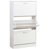 BAKAJI Scarpiera 3 Ante Ripiani Doppia Profondita Legno MDF 63x24x115 Bianco Frassinato