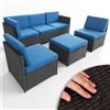 BAKAJI Set 4 Pezzi Salotto per Esterni Giardino in Polyrattan Anti UV con Cuscini Blu