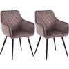 Shally Dogan Set 2 Sedie da Pranzo in Velluto Marrone Ergonomica Poltrona Sedia Ufficio Casa