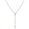 VLNET Amen collana rosario classico in argento 925 rose' con cristalli blu e tortora.Collezione Rosari di Amen.Lunghezza 48+2 cm. Unisex