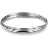 Dankadi Bracciale sottile in argento 925, largo 3MM, piatto semi-rotondo, diametro 60MM 65MM 68MM, set da 1/2/3, placcato oro rosa, bracciale rigido liscio semplice stile classico per donna madre