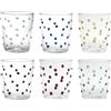 Zafferano Party Tumbler Set 6 Bicchieri Acqua Trasparenti con Pois 6 Colori Vari