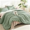 Litanika Set di biancheria da letto per letto queen size, 3 pezzi, stile bohémien, leggero, in tinta unita, alternativo per letto matrimoniale (228 x 228 cm, piumino e 2 federe)