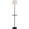 Zarivy Piede da salotto in acciaio 1xE27 nero con paralume beige e tavolino incorporato 168x30x30 cm, ideale per illuminazione e decorazione di spazi.