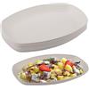 Velicber 6 Pezzi Piatti in Plastica Riutilizzabili, Piatti da Campeggio da 29.7cm, Piattis Ovali in Plastica Rigida, Iinfrangibili, Lavabili in Lavastoviglie, per Campeggio, Picnic e Casa - Beige