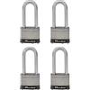 Master Lock Lucchetto in acciaio inox laminato, larghezza 5,1 cm, 5SSQLJ (confezione da 4 chiavi uguali)