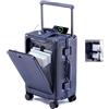 BEITH Valigia Trolley Rigido, BS849-2 Telaio in Alluminio Trolley Bagaglio a Mano, Portabicchieri, USB, Type-C, PC Conchiglia, Serratura TSA, Ruota Silenziosa 360°, Anteriore Aperto, Tirante Largo