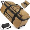 TAIHOYIN Borsone da Viaggio Pieghevole con Ruote Grande 85-100L Espandibile Borsa Sportiva Uomo Valigia con Ruote XL per Campeggio, Marrone