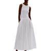 Generic Abito Lungo da Donna Estivo a Canotta, Senza Maniche, Girocollo, Casual, a Trapezio, con Tasche-Bianco-M