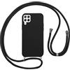 Vauki Custodia per Samsung Galaxy A22 4G Cover con Cordino,Nero Silicone Antiurto TPU Morbido Case Corda Collana Necklace Regolabile Stylish con Catena Ultra Sottile Cover per A22 4G,Nero