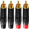 KUOQIY 4 Pezzi Connettore Audio Video Spina RCA Placcato Oro, Spina a Saldare Maschio RCA, per Multimedia e CCTV (2 Neri + 2 Rossi)