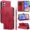 Bravoday Cover per Samsung Galaxy A05S, Custodia in PU Pelle Portafoglio Flip Schede con Slot per Carte, Magnetica Antiurto Cover per Galaxy A05S, Rosso