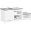 SoBuy Scarpiera con 2 posti Panca con anta scorrevole con vano portaoggetti Panca per ingresso Scarpiera cassettiera Bianco 100x35x45cm FSR166-W