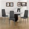 Liink1Ga La Sedia Set di 4 Sedie Imbottite Grigie Sala da Pranzo, Moderna Set 4 Sedie Scandinave in Similpelle Grigio Scuro per Cucina da Soggiorno/Ristorante/Caffetteria/Ufficio/D'attesa, Montaggio Facile