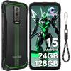 DOOGEE Blade10 Energy Rugged Smartphone Android 15, 24GB+128GB/2TB Telefono Indistruttibile 2025, 90Hz 6.56" HD+ Cellulare Antiurto, 6150mAh, 16MP+8MP, 4G Dual SIM/NFC/IP68/IP69K/OTG/FACE ID/GPS