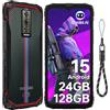 DOOGEE Blade10 Energy Rugged Smartphone Android 15, 24GB+128GB/2TB Telefono Indistruttibile 2025, 90Hz 6.56" HD+ Cellulare Antiurto, 6150mAh, 16MP+8MP, 4G Dual SIM/NFC/IP68/IP69K/OTG/FACE ID/GPS