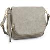 GLITZALL - Borsa a tracolla da donna, piccola, in pelle sintetica, borsa a spalla, con patta e tasche multiple, Grigio, Small
