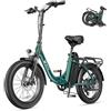 DYU C9 Bici Elettrica Pieghevole 20 * 3.0 Fat Bicicletta Elettrica, Motore 250W, Batteria Rimovibile 48V 15.6Ah, 7 Marce, E-bike per Adulti fino a 80-150KM,Città Pendolare Ebike(Verde)