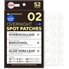 caraseoul Patch Brufoli Notte - Pimple Patch Anti Acne, Idrocolloide Spesso con Aderenza Extra, Bakuchiol & Aloe Vera, Skincare Coreana, Dermatologicamente Testati, 2 Taglie (10/12mm) [52 Pezzi]