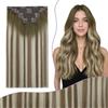 Fshine Extension Capelli Veri Clip Balayage Castano Scuro mèches Nocciola Extension con Clip Remy Naturali Lisci 50 cm 150 g 7 pcs 3 8 22