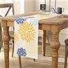 AwzyGous Runner da Tavolo Giallo Senape Blu Navy Floreale Dalia Runner Tavola Moderno Autunno Table Runner Cucina Decorazione Tovaglia per Nozze Sala da Pranzo Dentro Vacanza Decorazioni per Feste 40x140 cm