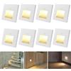 Lam(MS)pen 8pcs 1,5W Applique LED da incasso per scale Bianco Caldo 3000K Segnapasso LED Luci scale da incasso con Sensore di Movimento per scatola rotonda da 60mm, quadrata da 86mm 230V Bianco per Interno
