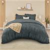 Utopia Bedding Set Copripiumino Increspato Matrimoniale 240x220 - Microfibra Increspato Copripiumino 240x220cm + Federe 65x65cm - Grigio
