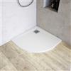 Parama Piatto doccia semicircolare 80x80 cm in marmoresina bianco effetto pietra h3 cm | Milos