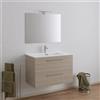 Parama Mobile da bagno sospeso 100cm rovere chiaro con lavabo e specchio | Hana