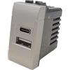 MAPAM DOPPIA PRESA CARICABATTERIA USB A E C 5V2,4A ART COMPATIBILE LIVING ALLUMINIO ART-A-MAP833A