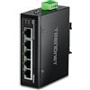 TRENDnet, TI-E50, Switch industriale Fast Ethernet a 5 porte su guida DIN, grado di protezione IP50, intervallo di temperatura operativo estremo, capacità di commutazione di 1 Gbps